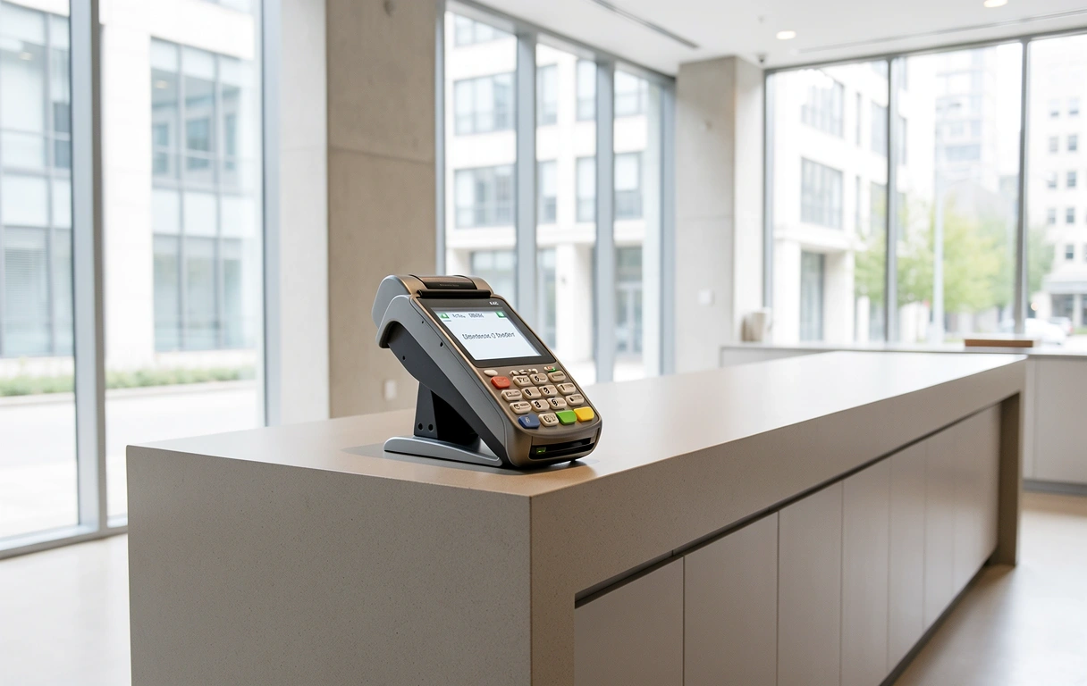 Digital payment terminal in a modern store